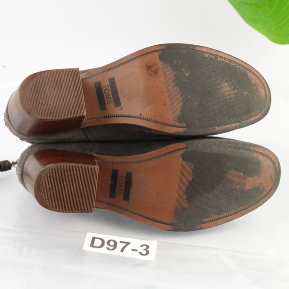 Toms Womens Leila Boots Size 8.5 Taupe Gray Suede Booties Block Heel Comfy Boho - Picture 9 of 12